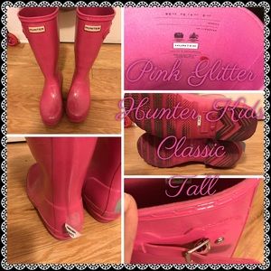 🌸 Hunter Kids Original Pink Glitter Wellies 🌸